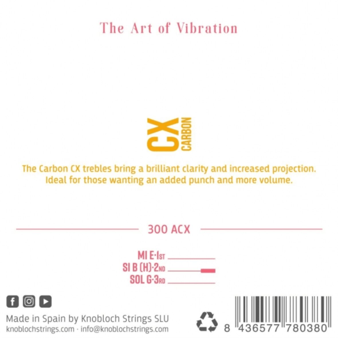 Juego de Primas Knobloch 300 ACX Carbon CX. Tensión Media - Imagen 2